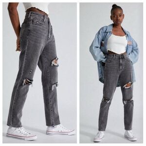 PacSun Mom Jeans Ripped Faded Black 29 High Rise Distressed